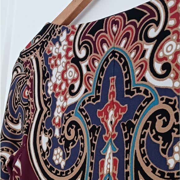INC Scoopneck Paisley Sheath Dress 3/4 Sleeves Sz Small - Picture 6 of 10